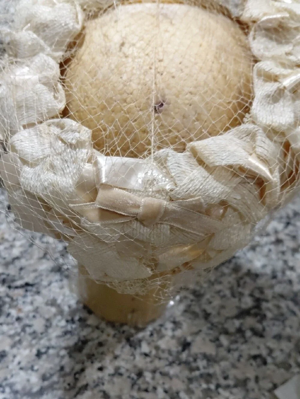 Vintage Ivory Floral Netting Pillbox Hat - Women Accessories Beige